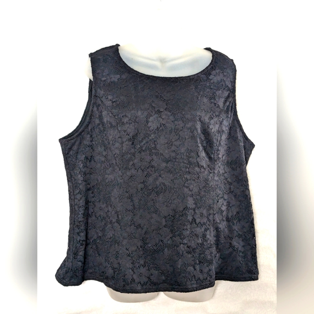 Black Floral Lace Sleeveless TANK TOP Sz 20W